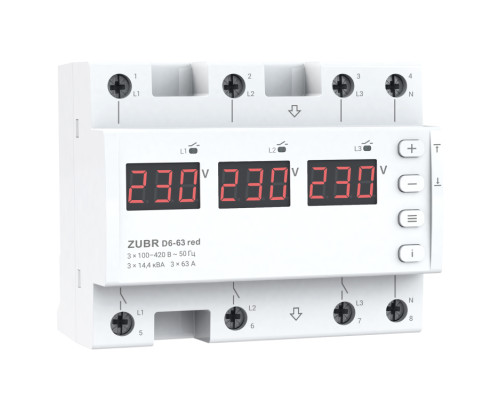 Реле напруги ZUBR D6-63 red
