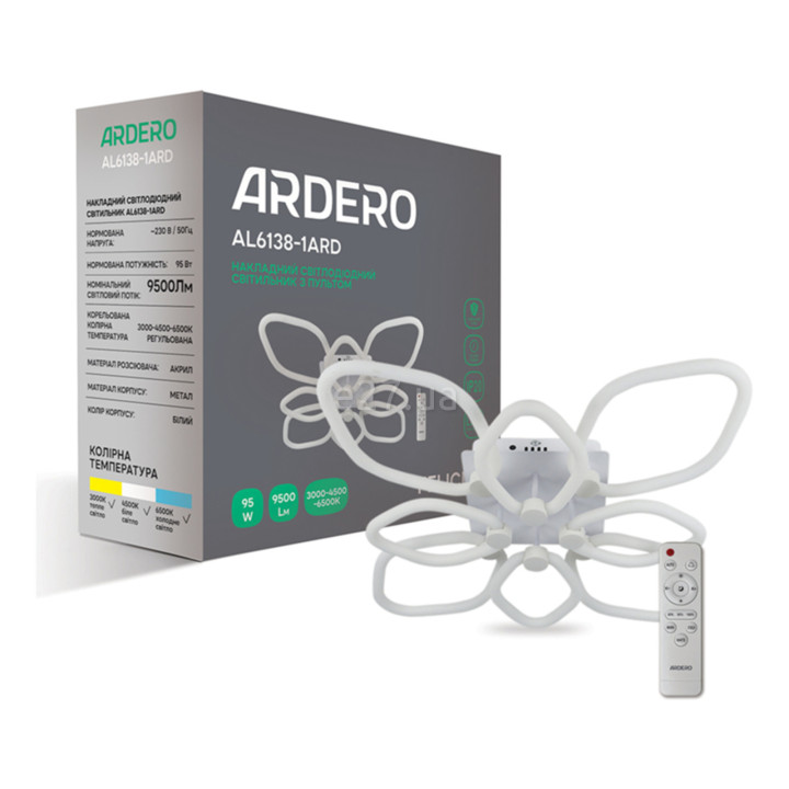 Люстра Ardero 80246 Felicity AL6138-1ARD, 95 Вт, 9500 лм, 3000-6500К · Ardero · ardero-80246