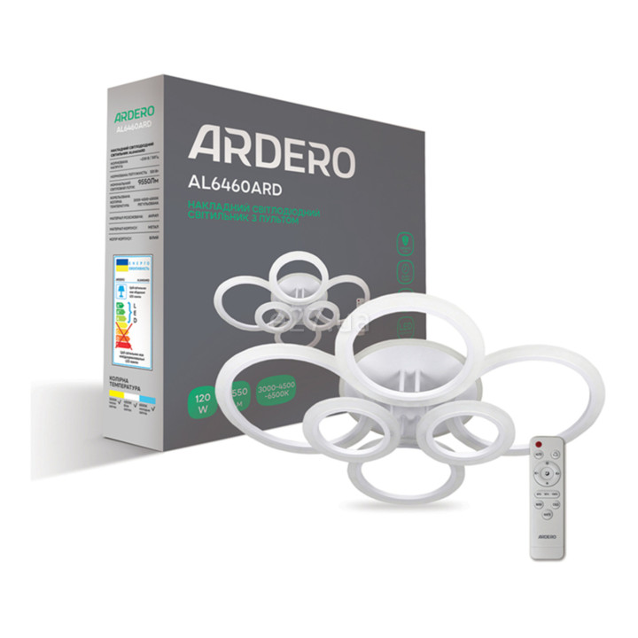 Люстра Ardero 80250 Soft AL6460ARD, 120 Вт, 9550 лм, 3000-6500К · Ardero · ardero-80250