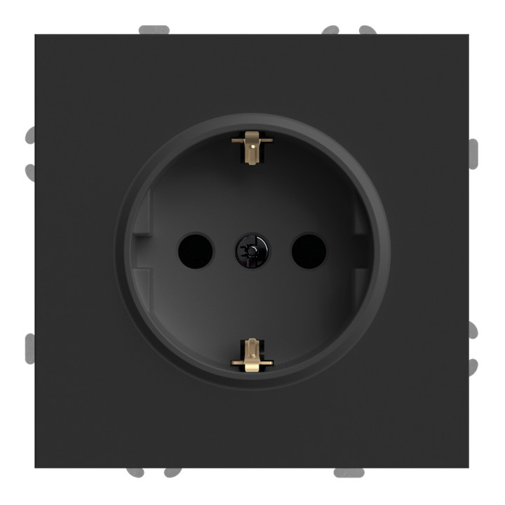 Розетка 220В Ardero 80743 Soft ER121-B, 16A, чорний, пластик, для врізного монтажу · Ardero · ardero-80743
