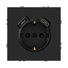 Розетка 220В з USB Ardero 80750 Soft ER123USB-B, 16A, чорний, пластик, для врізного монтажу · Ardero · ardero-80750