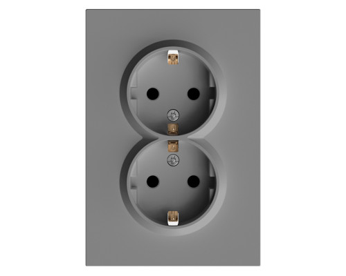 Розетка подвійна 220В Ardero 80772 Soft ER122-G, 16A, сірий, пластик, для врізного монтажу