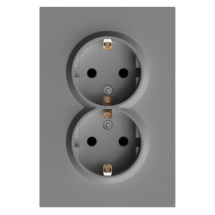 Розетка подвійна 220В Ardero 80772 Soft ER122-G, 16A, сірий, пластик, для врізного монтажу · Ardero · ardero-80772