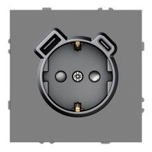 Розетка 220В з USB Ardero 80776 Soft ER123USB-G, 16A, сірий, пластик, для врізного монтажу · Ardero · ardero-80776