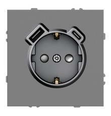 Розетка 220В з USB Ardero 80776 Soft ER123USB-G, 16A, сірий, пластик, для врізного монтажу