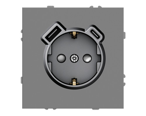 Розетка 220В з USB Ardero 80776 Soft ER123USB-G, 16A, сірий, пластик, для врізного монтажу