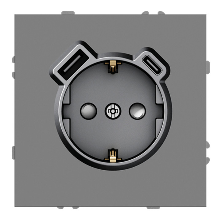 Розетка 220В з USB Ardero 80776 Soft ER123USB-G, 16A, сірий, пластик, для врізного монтажу · Ardero · ardero-80776