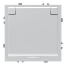 Розетка 220В Ardero 80796 Soft ER131-S, 16A, срібло, пластик, ip20, із захисною кришкою, зі шторками, для врізного монтажу · Ardero · ardero-80796