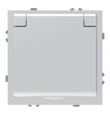 Розетка 220В Ardero 80796 Soft ER131-S, 16A, срібло, пластик, ip20, із захисною кришкою, зі шторками, для врізного монтажу
