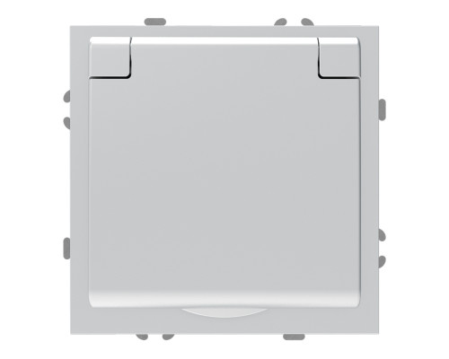 Розетка 220В Ardero 80796 Soft ER131-S, 16A, срібло, пластик, ip20, із захисною кришкою, зі шторками, для врізного монтажу