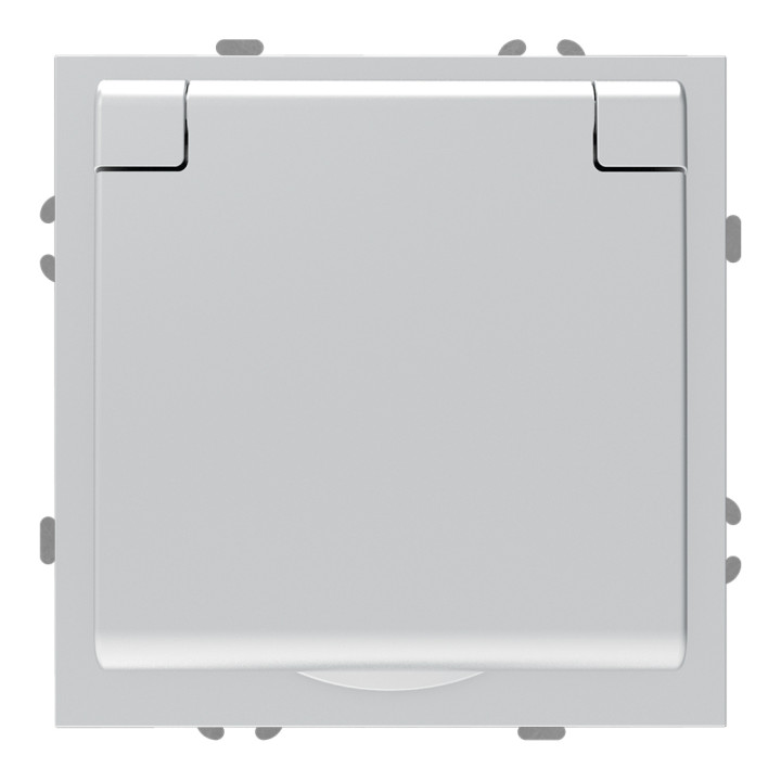 Розетка 220В Ardero 80796 Soft ER131-S, 16A, срібло, пластик, ip20, із захисною кришкою, зі шторками, для врізного монтажу · Ardero · ardero-80796