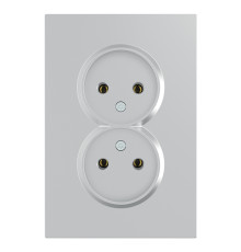 Розетка подвійна 220В Ardero 80797 Soft ER112-S, 16A, срібло, пластик, для врізного монтажу