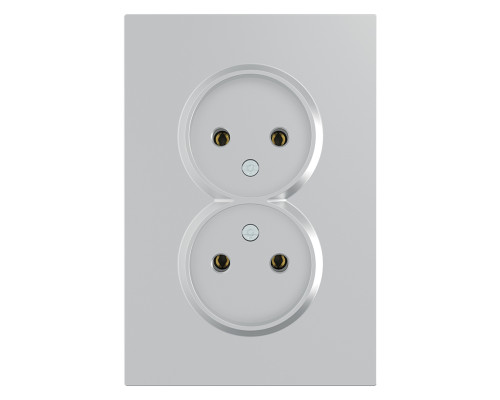 Розетка подвійна 220В Ardero 80797 Soft ER112-S, 16A, срібло, пластик, для врізного монтажу