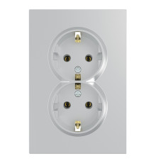 Розетка подвійна 220В Ardero 80798 Soft ER122-S, 16A, срібло, пластик, для врізного монтажу