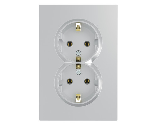 Розетка подвійна 220В Ardero 80798 Soft ER122-S, 16A, срібло, пластик, для врізного монтажу