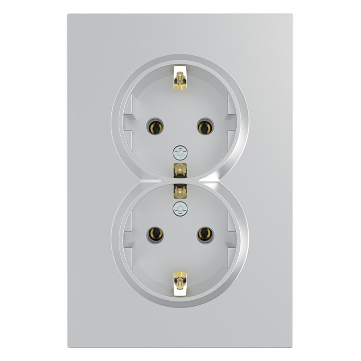 Розетка подвійна 220В Ardero 80798 Soft ER122-S, 16A, срібло, пластик, для врізного монтажу · Ardero · ardero-80798
