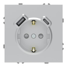 Розетка 220В з USB Ardero 80802 Soft ER123USB-S, 16A, срібло, пластик, для врізного монтажу · Ardero · ardero-80802