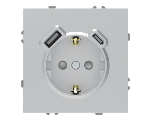 Розетка 220В з USB Ardero 80802 Soft ER123USB-S, 16A, срібло, пластик, для врізного монтажу