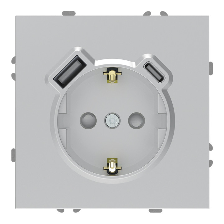 Розетка 220В з USB Ardero 80802 Soft ER123USB-S, 16A, срібло, пластик, для врізного монтажу · Ardero · ardero-80802
