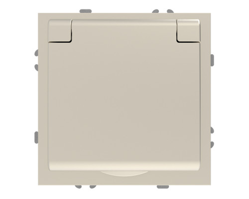 Розетка 220В Ardero 80822 Soft ER131-C, 16A, шампань, пластик, ip20, із захисною кришкою, зі шторками, для врізного монтажу