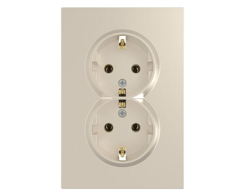 Розетка подвійна 220В Ardero 80824 Soft ER122-C, 16A, шампань, пластик, для врізного монтажу