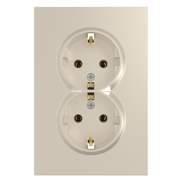 Розетка подвійна 220В Ardero 80824 Soft ER122-C, 16A, шампань, пластик, для врізного монтажу · Ardero · ardero-80824