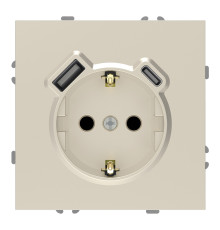 Розетка 220В з USB Ardero 80828 Soft ER123USB-C, 16A, шампань, пластик, для врізного монтажу