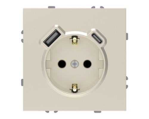 Розетка 220В з USB Ardero 80828 Soft ER123USB-C, 16A, шампань, пластик, для врізного монтажу