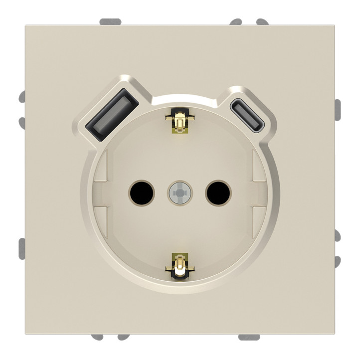 Розетка 220В з USB Ardero 80828 Soft ER123USB-C, 16A, шампань, пластик, для врізного монтажу · Ardero · ardero-80828