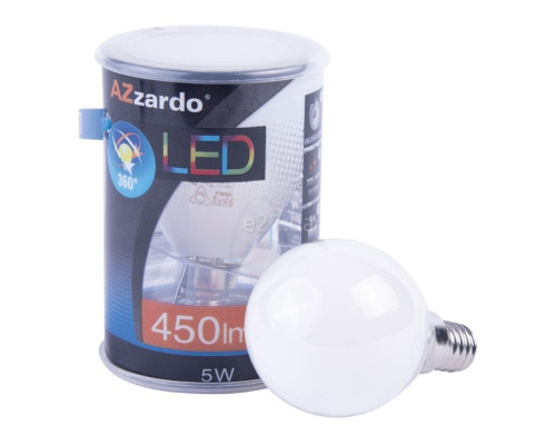 Лампа світлодіодна Azzardo AZ4018 LAMPA LED E14 DIMM 4000K 5W BALL WH, P45 5W 4000K E14 Dimmable, 360°