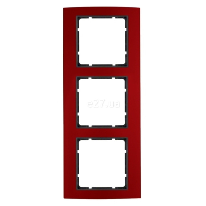 Рамка 3 поста Berker 10133012 B.3, червоний/антрацит, метал · Berker · berker-10133012