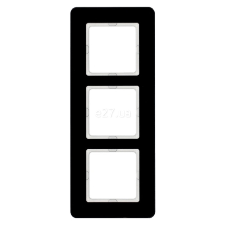 Рамка 3 поста Berker 10136076 Q.7, чорний, скло · Berker · berker-10136076