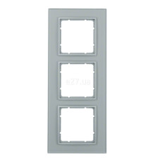 Рамка 3 поста Berker 10136414 B.7, алюміній, скло