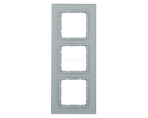 Рамка 3 поста Berker 10136414 B.7, алюміній, скло