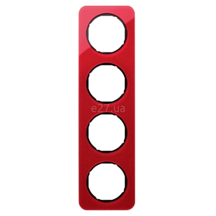 Рамка 4 поста Berker 10142344 R.1, червоний прозорий/чорний, пластик · Berker · berker-10142344