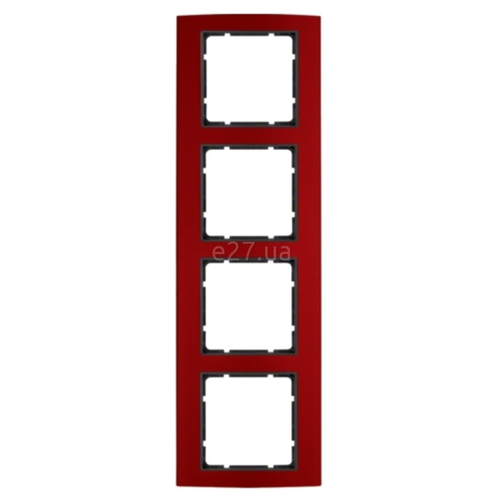 Рамка 4 поста Berker 10143012 B.3, червоний/антрацит, метал · Berker · berker-10143012