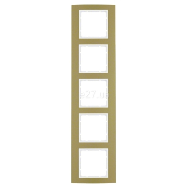 Рамка 5 постів Berker 10153046 B.3, золото/полярна білизна, метал · Berker · berker-10153046