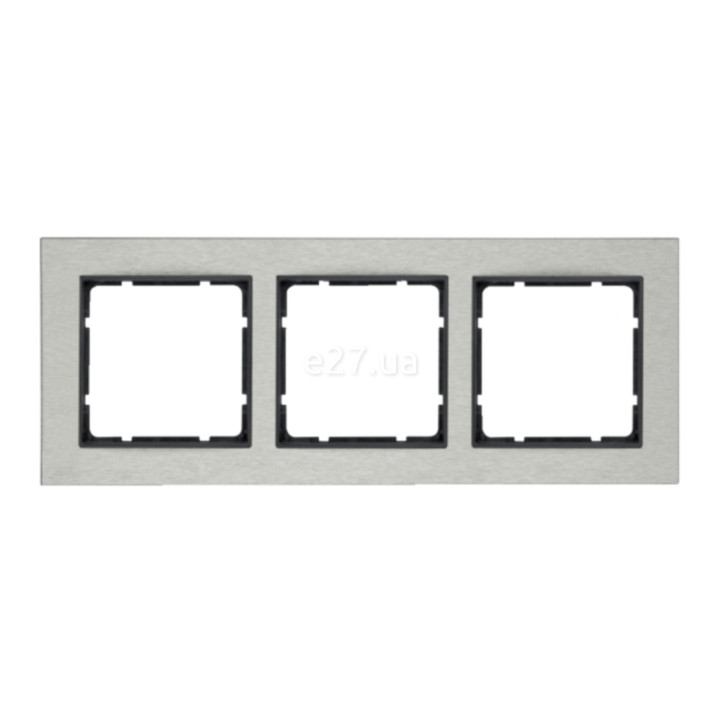 Рамка 3 поста Berker 10233606 B.7, нержавіюча сталь/антрацит, метал · Berker · berker-10233606