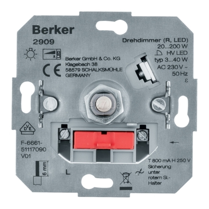 Димер для світлодіодних ламп Berker 2909, для врізного монтажу · Berker · berker-2909