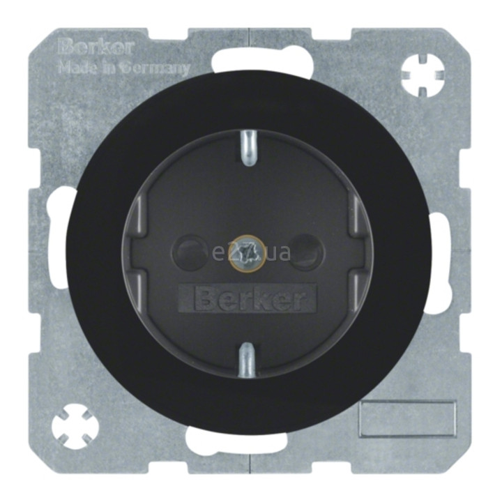 Розетка 220В Berker 47232045 R.1/R.3/R.8, 16A, чорний, пластик, із заземленням, Schuko, без захисної кришки, зі шторками, для врізного монтажу · Berker · berker-47232045