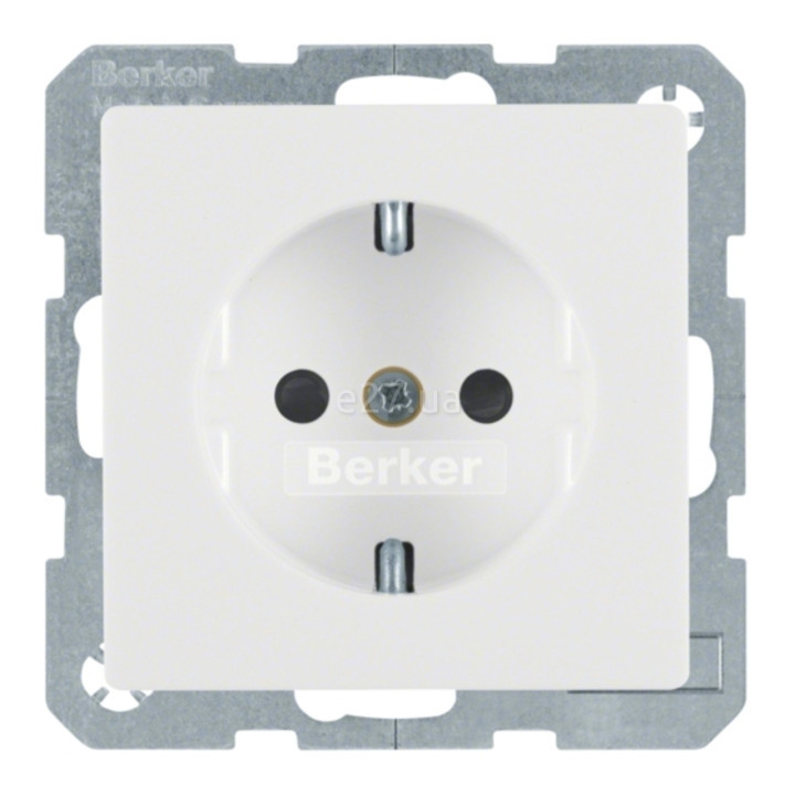 Розетка 220В Berker 47236089 Q.1/Q.3/Q.7, 16A, полярно-білий, пластик, із заземленням, Schuko, без захисної кришки, зі шторками, для врізного монтажу · Berker · berker-47236089