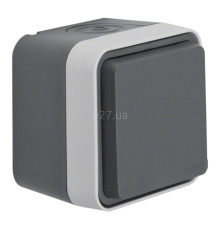 Розетка 220В Berker 47403515 W.1, 16A, сірий, пластик, із заземленням, Schuko, ip55, із захисною кришкою, для накладного монтажу