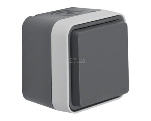 Розетка 220В Berker 47403515 W.1, 16A, сірий, пластик, із заземленням, Schuko, ip55, із захисною кришкою, для накладного монтажу