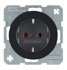 Розетка 220В Berker 47432045 R.1/R.3/R.8, 16A, чорний, пластик, із заземленням, Schuko, без захисної кришки, без шторок, для врізного монтажу