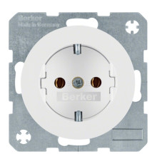 Розетка 220В Berker 47432089 R.1/R.3/R.8, 16A, полярно-білий, пластик, із заземленням, Schuko, без захисної кришки, без шторок, для врізного монтажу