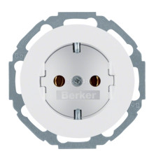Розетка 220В Berker 47452089 R.classic, 16A, полярно-білий, пластик, із заземленням, Schuko, без захисної кришки, без шторок, для врізного монтажу