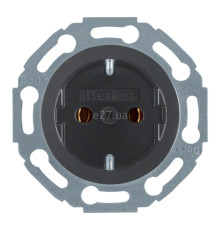 Розетка 220В Berker 474521 1930/Glas, 16A, чорний, пластик, із заземленням, Schuko, без захисної кришки, без шторок, для врізного монтажу