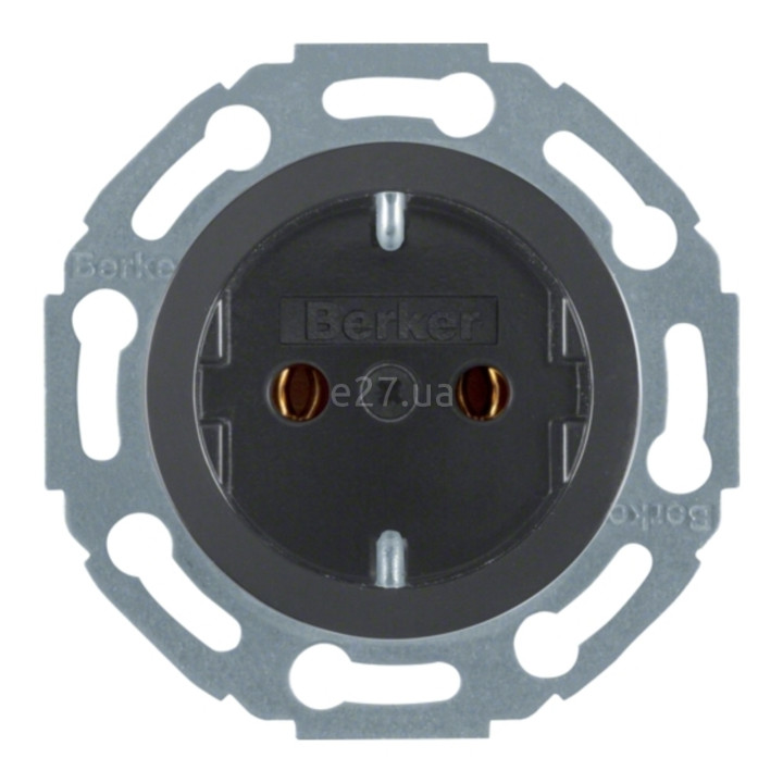 Розетка 220В Berker 474521 1930/Glas, 16A, чорний, пластик, із заземленням, Schuko, без захисної кришки, без шторок, для врізного монтажу · Berker · berker-474521