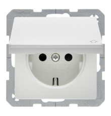 Розетка 220В Berker 47516069 Q.1/Q.3/Q.7, 16A, полярно-білий, пластик, із заземленням, Schuko, із захисною кришкою, для врізного монтажу