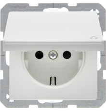 Розетка 220В Berker 47516089 Q.1/Q.3/Q.7, 16A, полярно-білий, пластик, із заземленням, Schuko, із захисною кришкою, зі шторками, для врізного монтажу